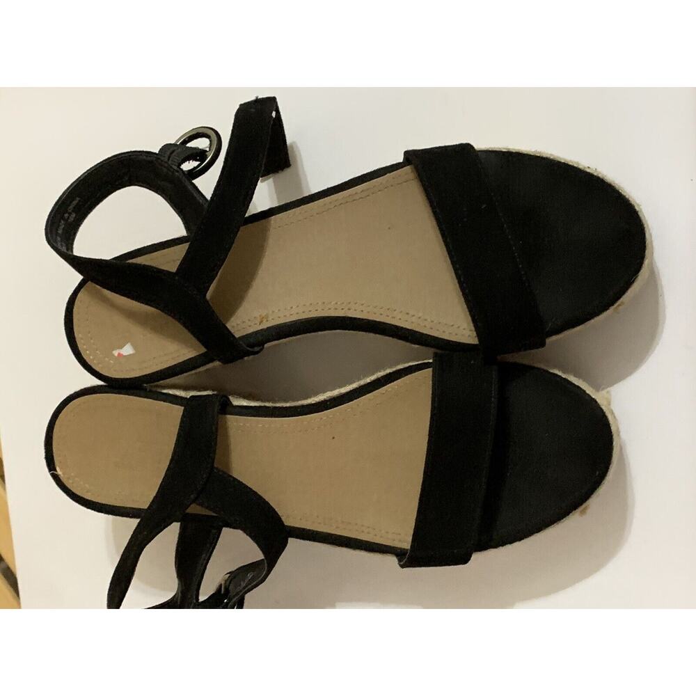 Loft outlet Suede Jute Edge Platform Wedge Heel Sandals Black Size 10 ladies